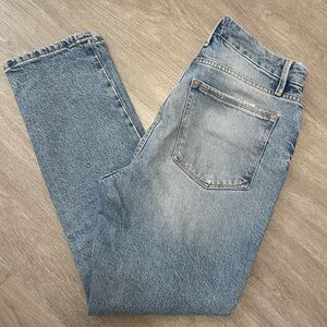 Good American light wash distressed high rise straight